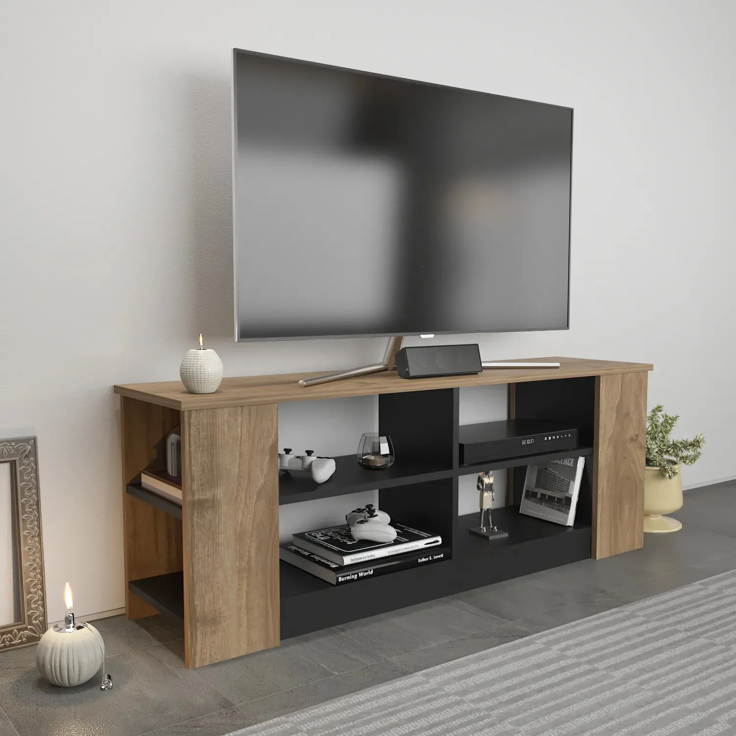 Space 55" Wide TV Stand for TVs up to 65'' | Media Console Decorotika
