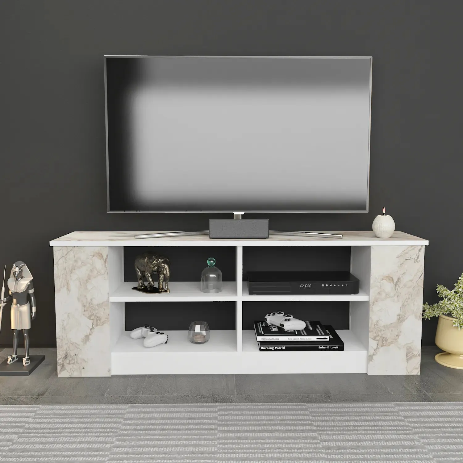 Space 55" Wide TV Stand for TVs up to 65'' | Media Console Decorotika
