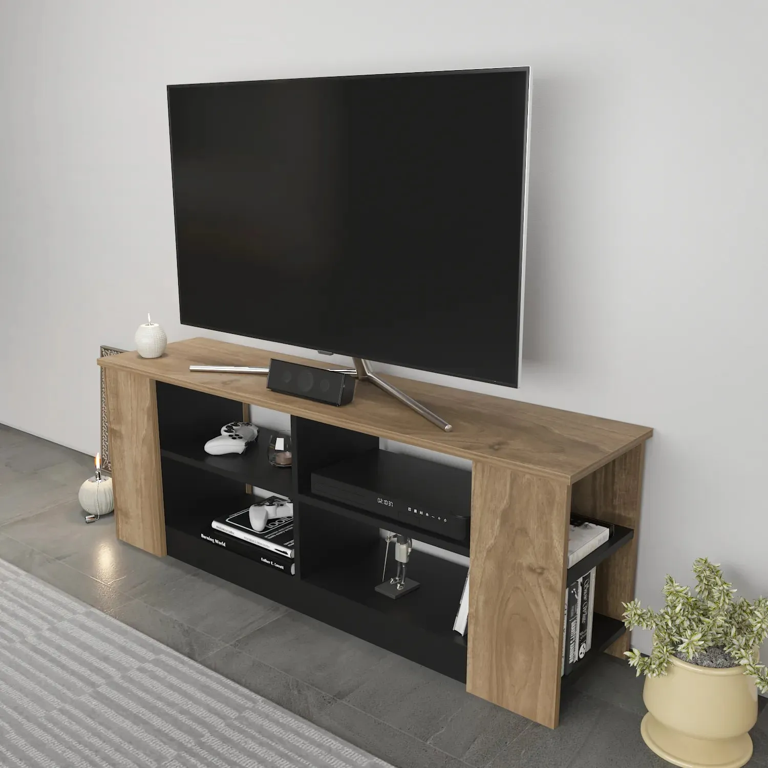 Space 55" Wide TV Stand for TVs up to 65'' | Media Console Decorotika