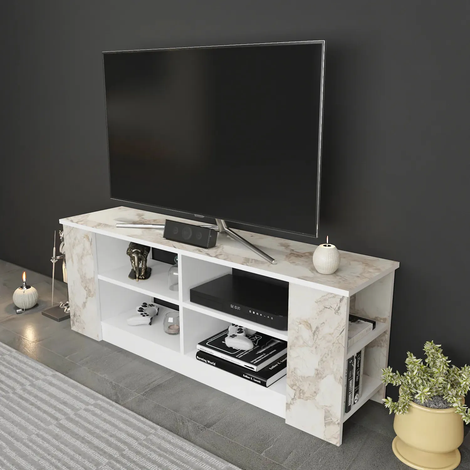 Space 55" Wide TV Stand for TVs up to 65'' | Media Console Decorotika