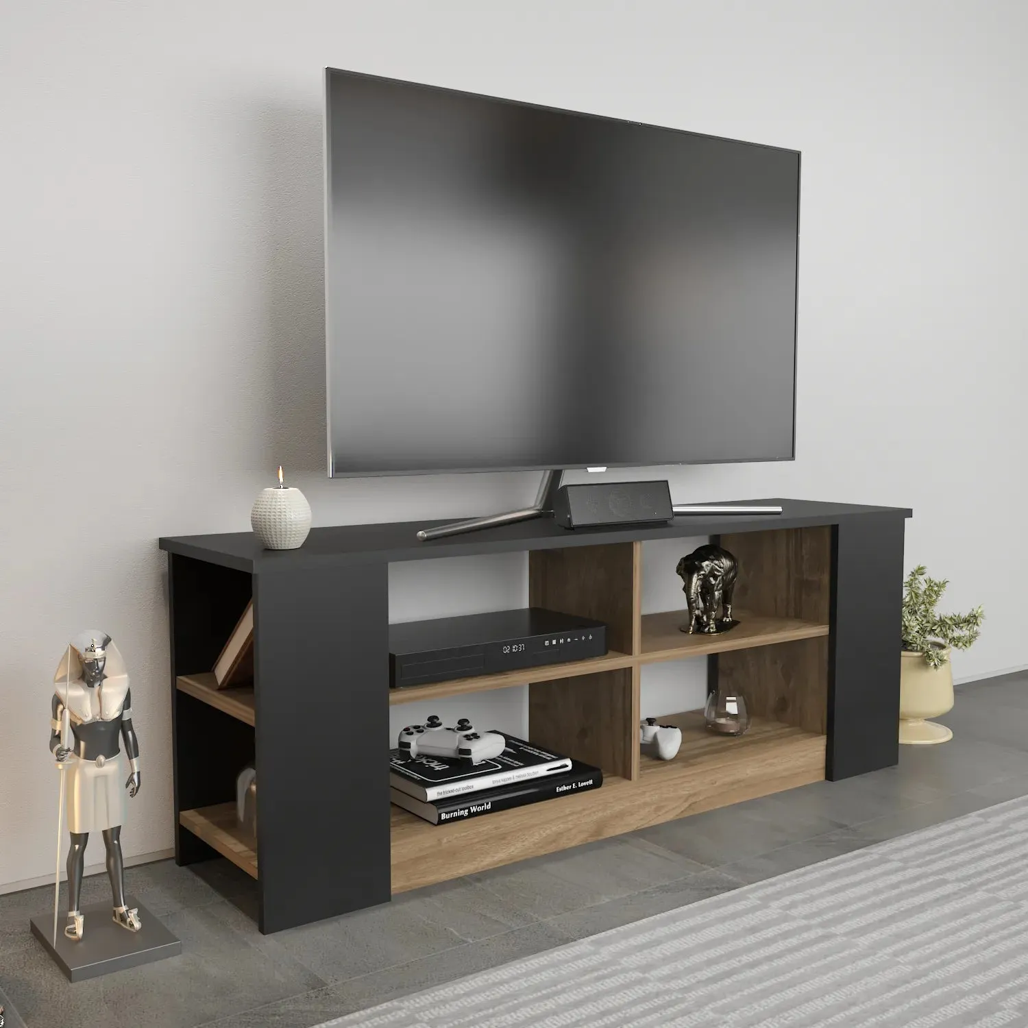 Space 55" Wide TV Stand for TVs up to 65'' | Media Console Decorotika