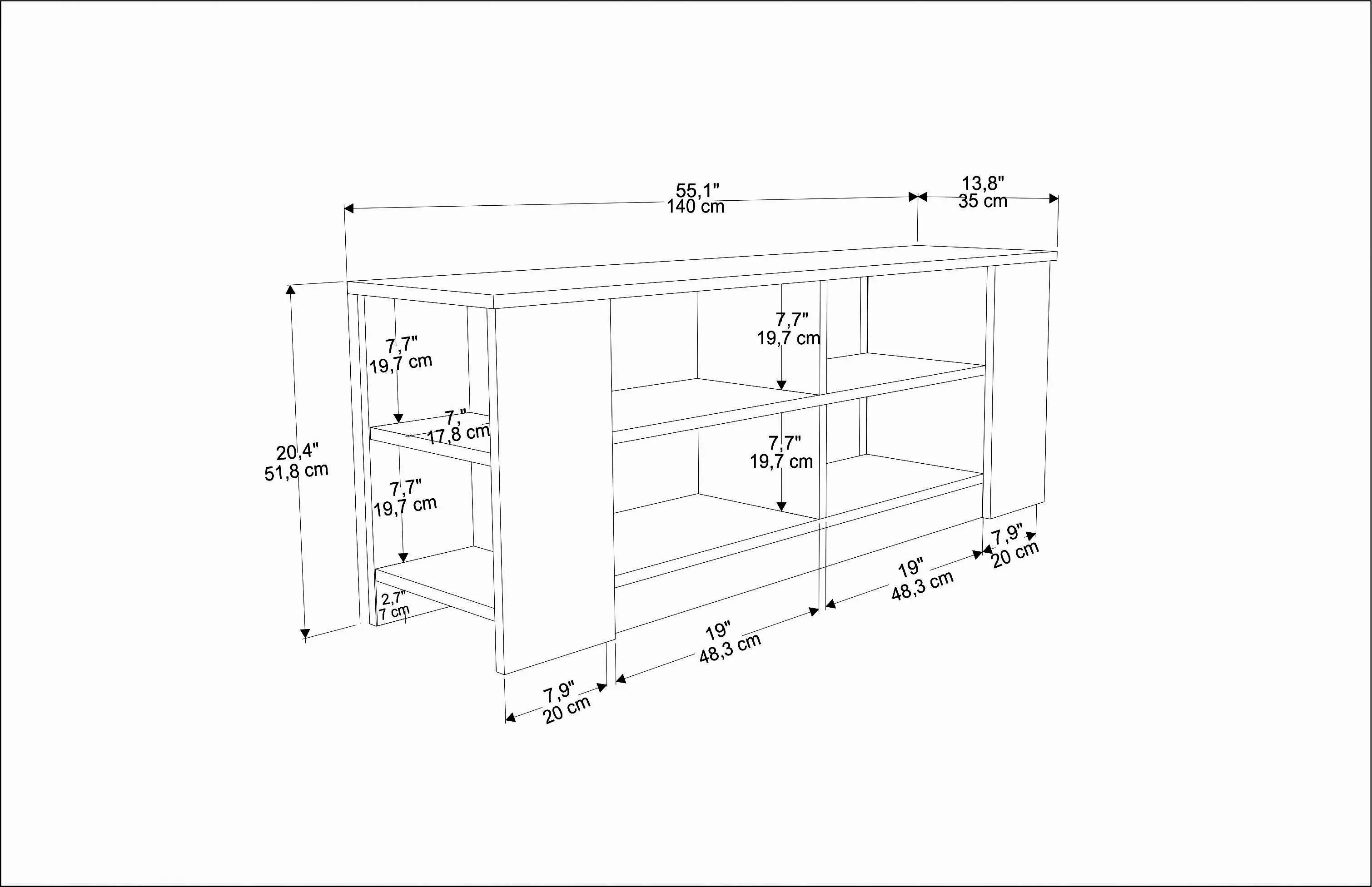 Space 55" Wide TV Stand for TVs up to 65'' | Media Console Decorotika