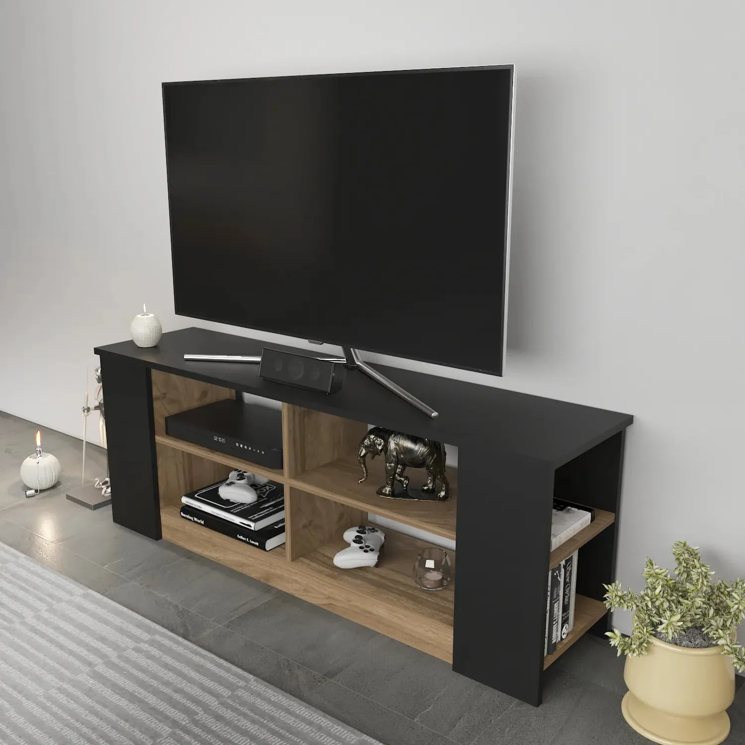 Space 55" Wide TV Stand for TVs up to 65'' | Media Console Decorotika