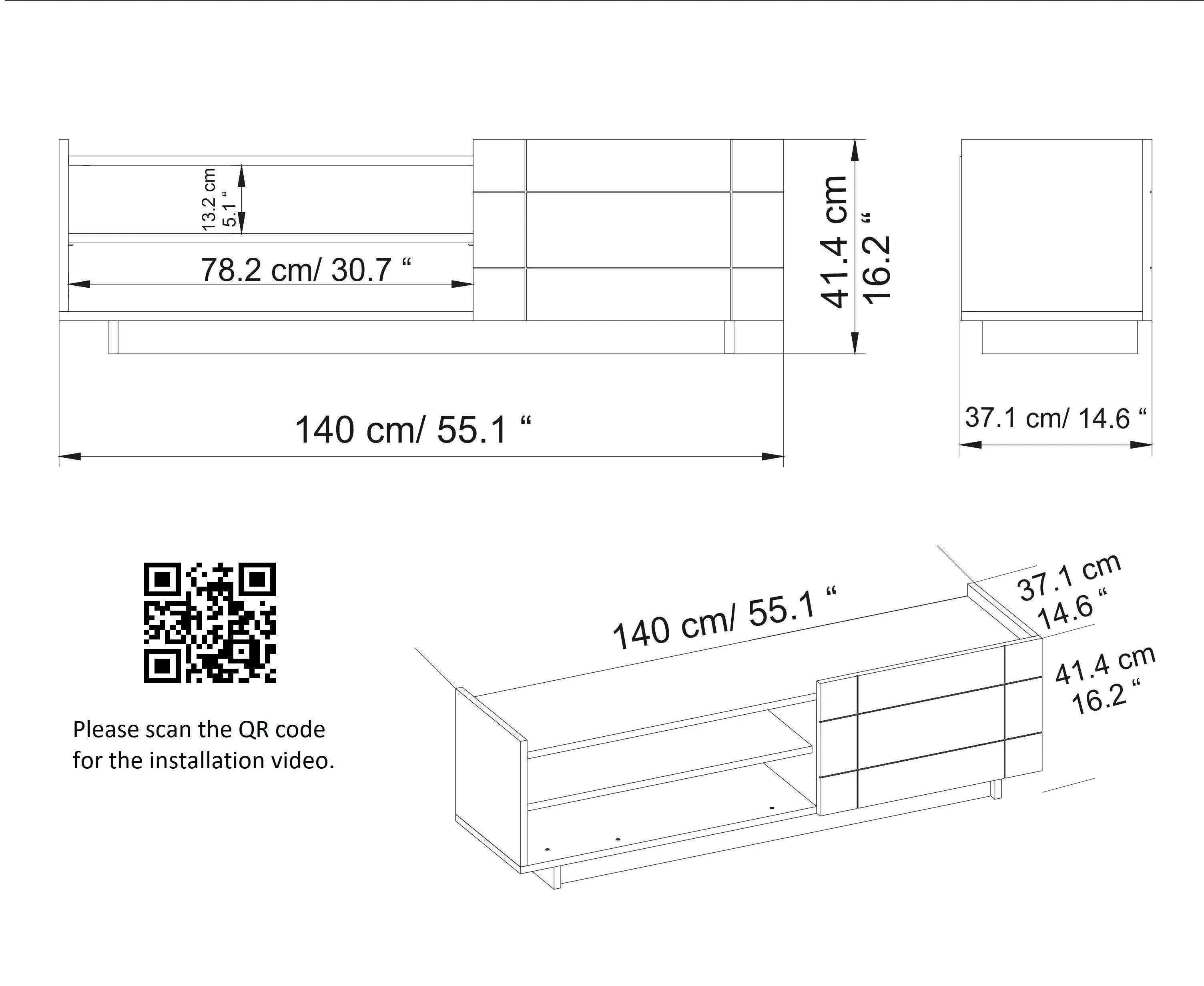 Valantina 55 Wide TV Stand & Media Console with A Cabinet & Shelves for TVs up to 63" Decorotika