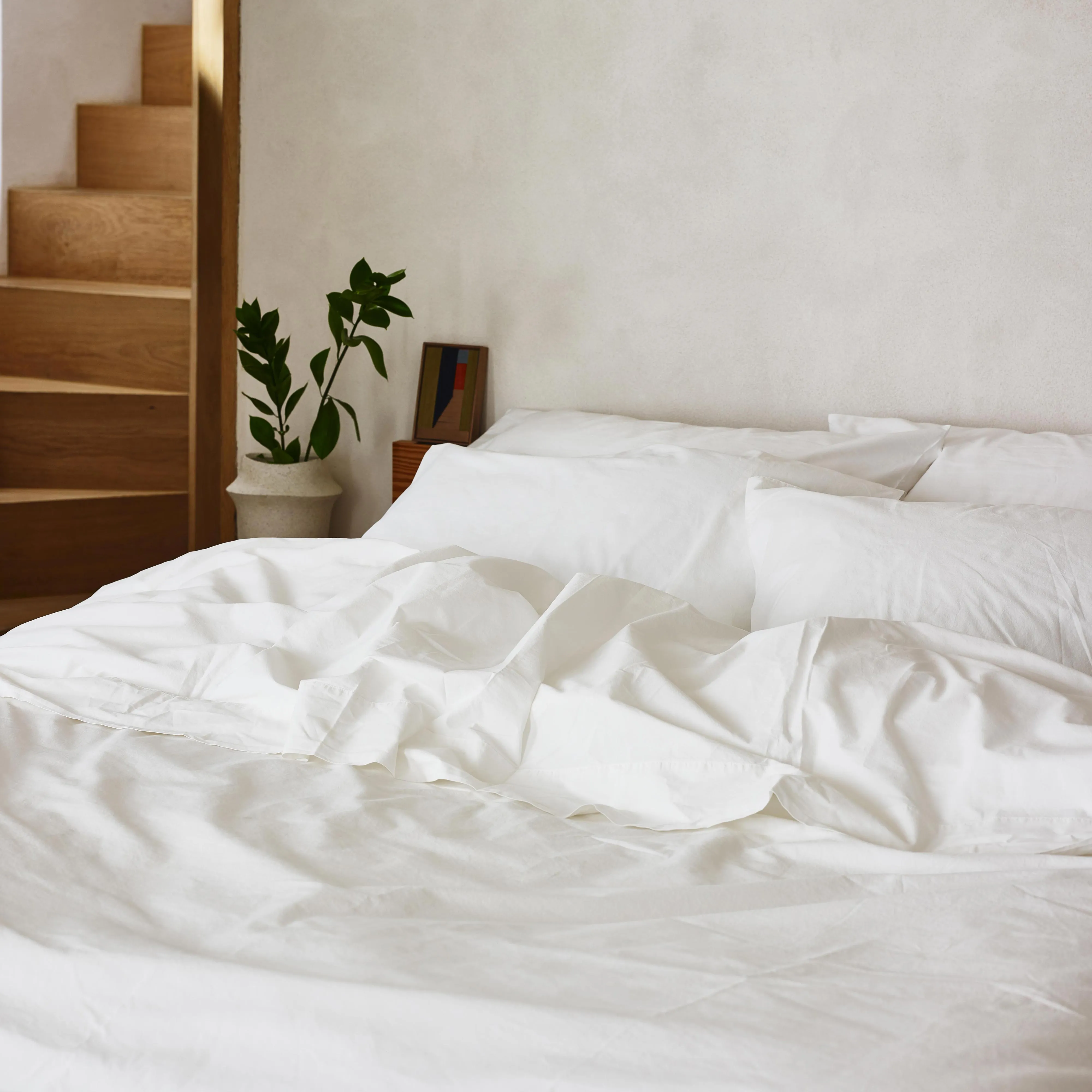 White Washed Cotton Percale Duvet Cover Piglet In Bed