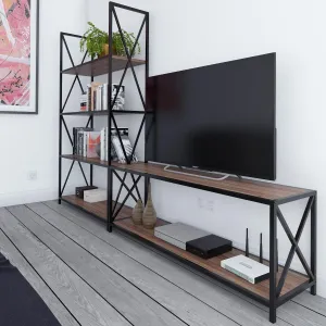 Xena Metal Wood Entertainment Center for TVs up to 55" (Set of 2) Decorotika