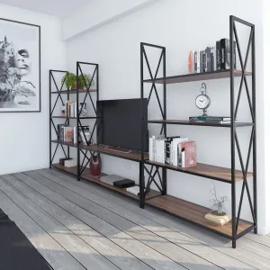 Xena Metal Wood Entertainment Center for TVs up to 55" (Set of 3) Decorotika