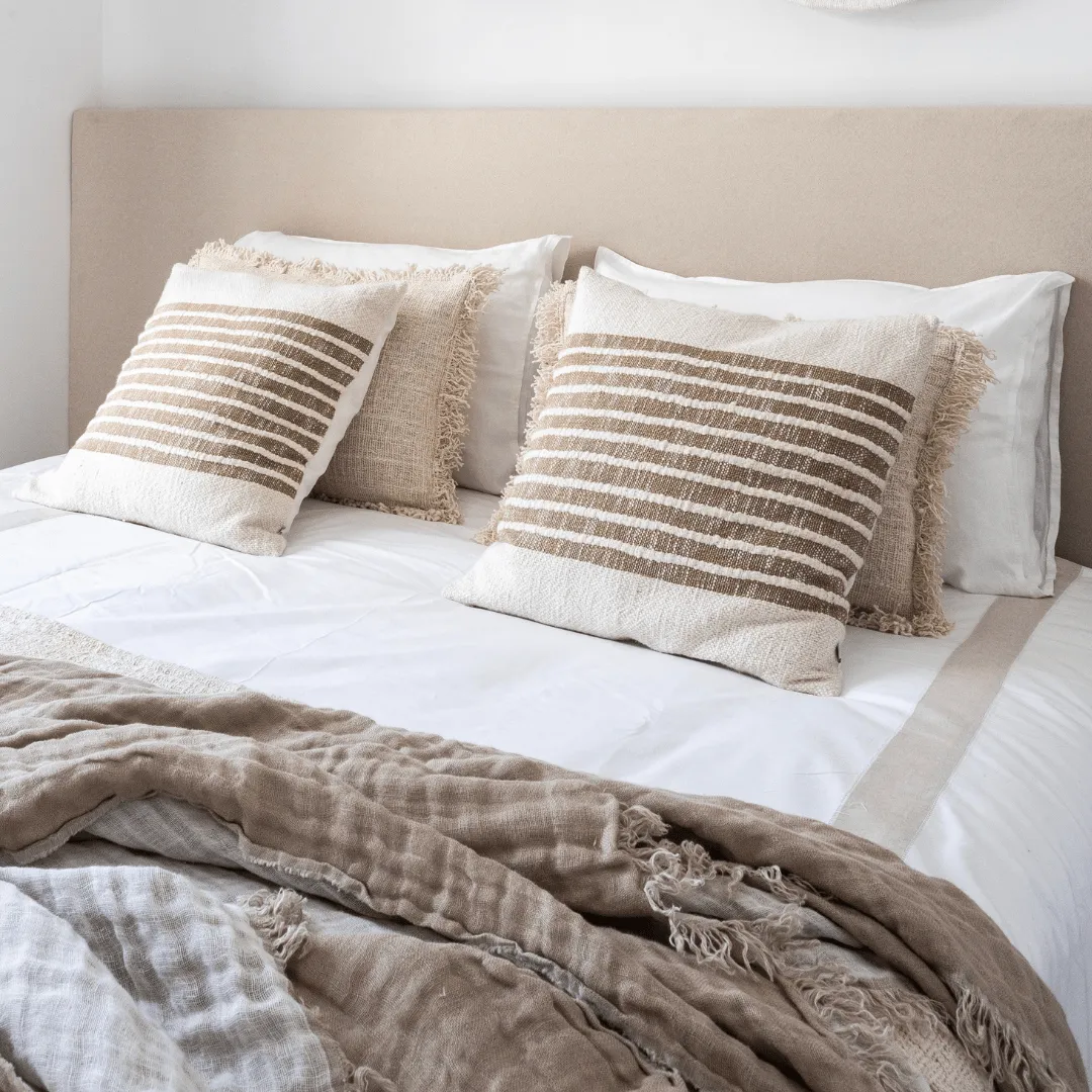 Yarn Cushion Cover | White/Light Brown 50x50cm Zoco Home